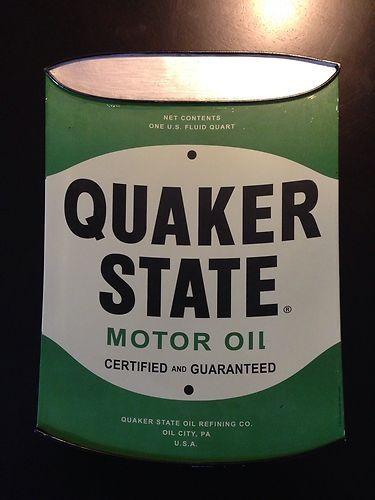 Vintage look metal quaker state motor oil can sign ford dodge chevy garage gas