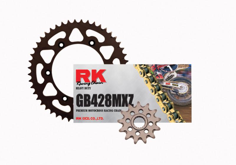 Rk outlaw racing gold chain and aluminum sprocket kit yz 85 02-11 14/48