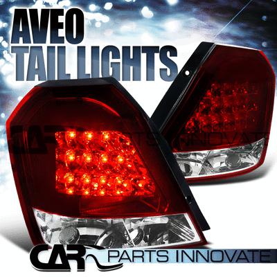 Chevy 04-08 aveo aveo5 hb led tail lights brake stop rear lamp red clear