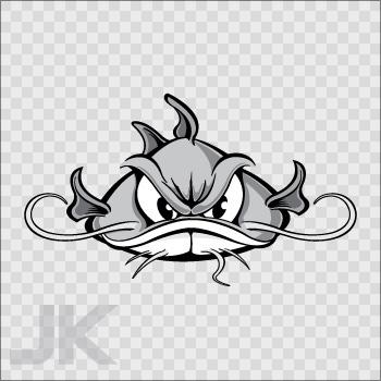 Decals stickers fish fresh water catfish angry 0500 xf9a4
