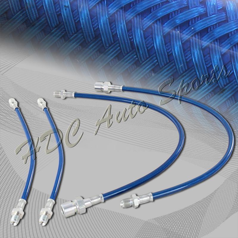 94-01 bmw e38 740i 740il750il front+rear stainless steel brake line hose - blue