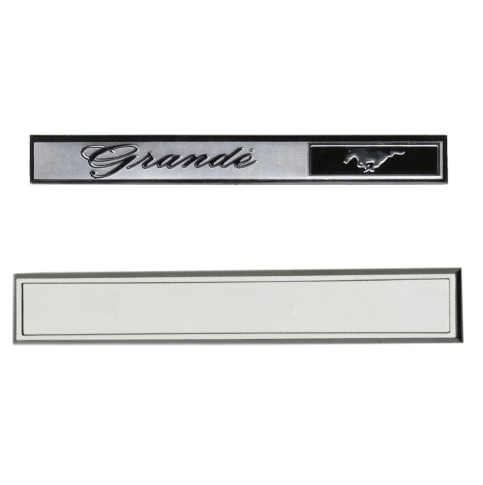 69-70 mustang grande dash emblem and bezel set