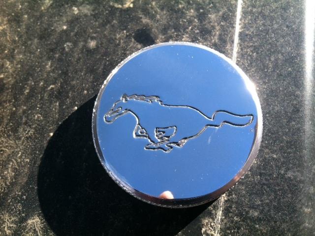 Billet mustang badge radiator cap cover