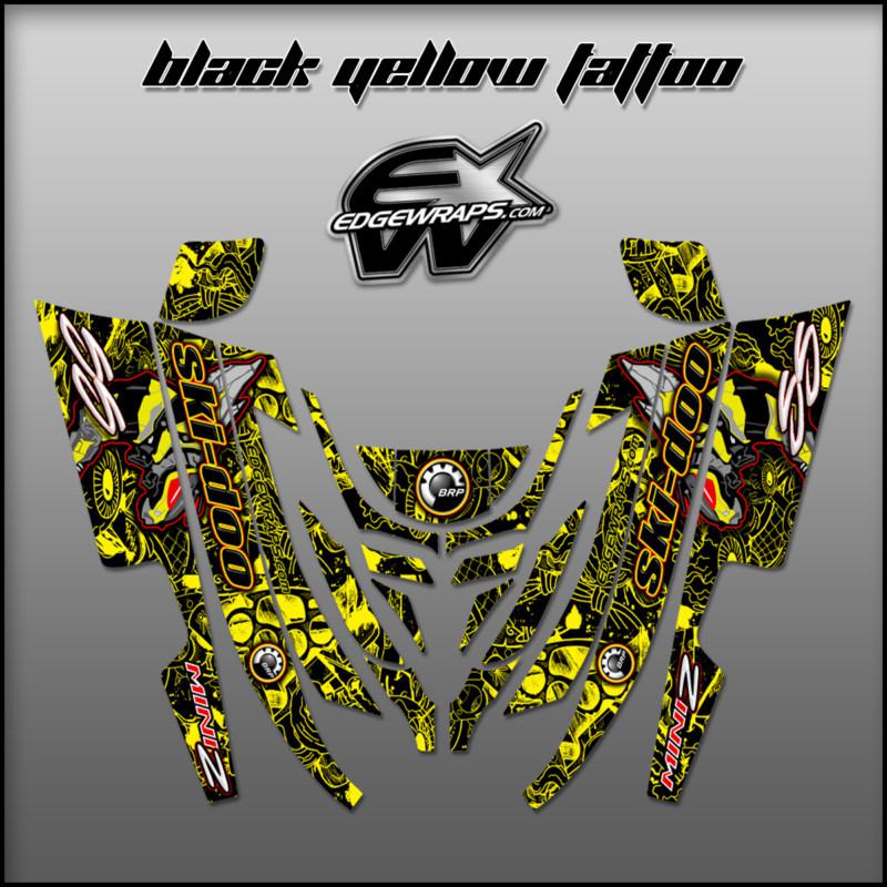 Ski doo mini z, 98-02 custom graphics kit -  black yellow tattoo