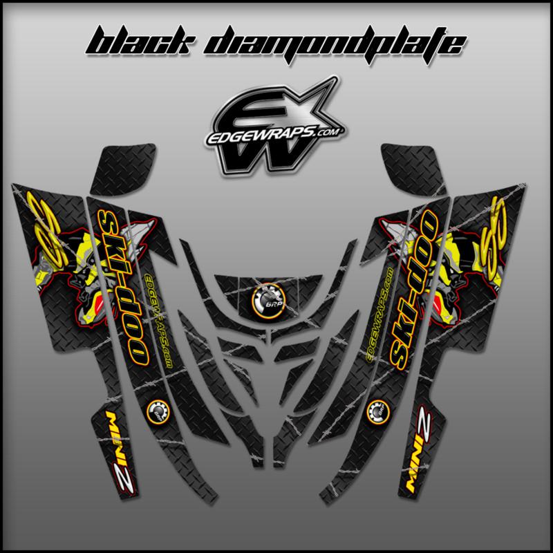 Ski doo mini z, 98-02 custom graphics kit -  black diamondplate