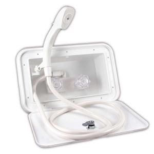 New rv utility shower box with shower head/hose color: white new