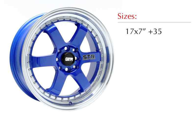 17'' STR 510 Blue machined lip 17x7 4x100/114.3 +35 crx eg ek ef honda E30 bmw, US $470.00, image 2