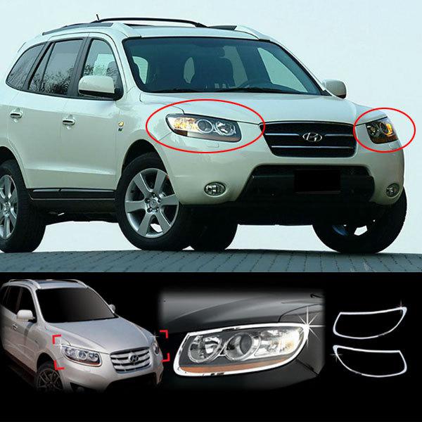 2007~2011 santa fe/cm chrome head light lamp cover molding car trim a-361