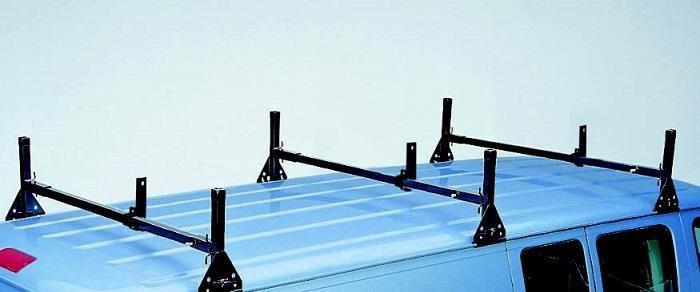 Heavy duty steel 3 support ladder rack - black - for 2008 & newer ford van