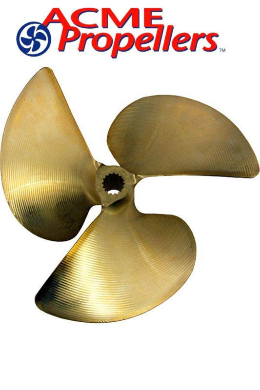 Acme 13.25 x 15 inboard propeller left hand nibral cupped splined bore 3 blade 