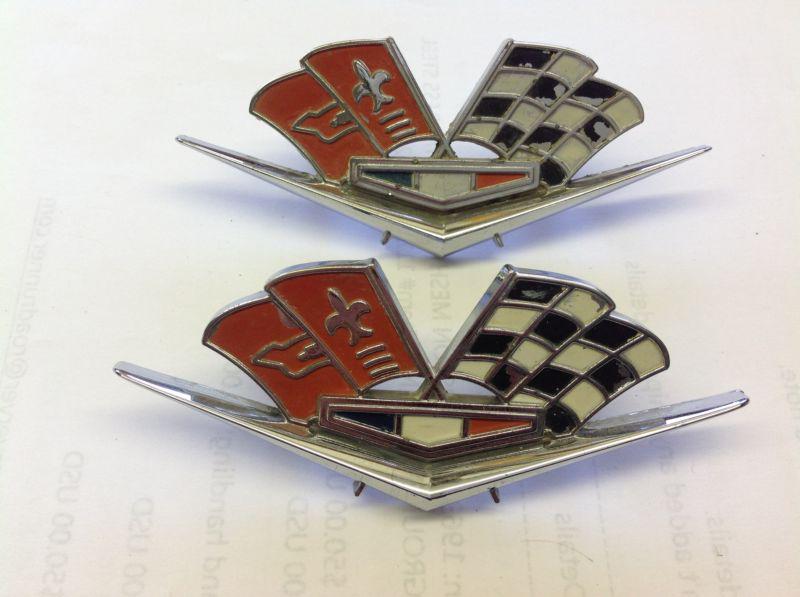 1963 corvette  original equipent crossed flag side emblems two (2) thin model