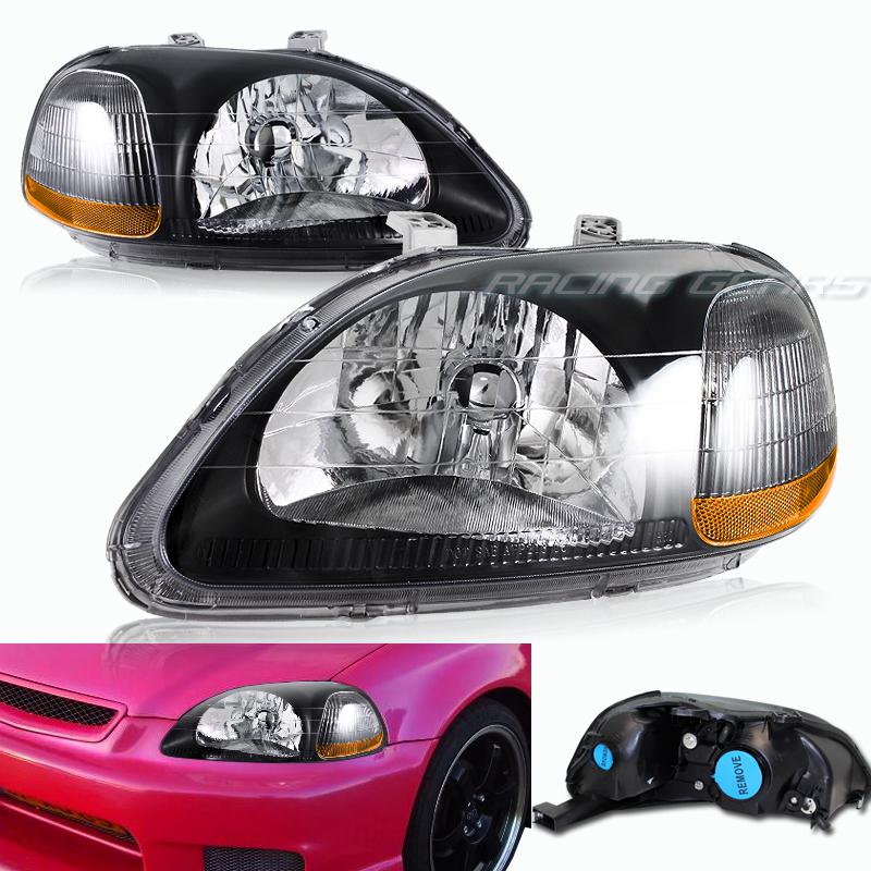 Buy 9698 Honda Civic JDM Black Housing Clear Lens Amber Reflector