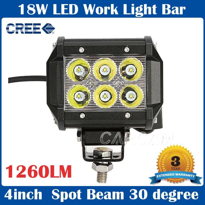 4inch 18w cree led work bar 1260lm light offroad 4wd boat lamp spot beam 27w/35w