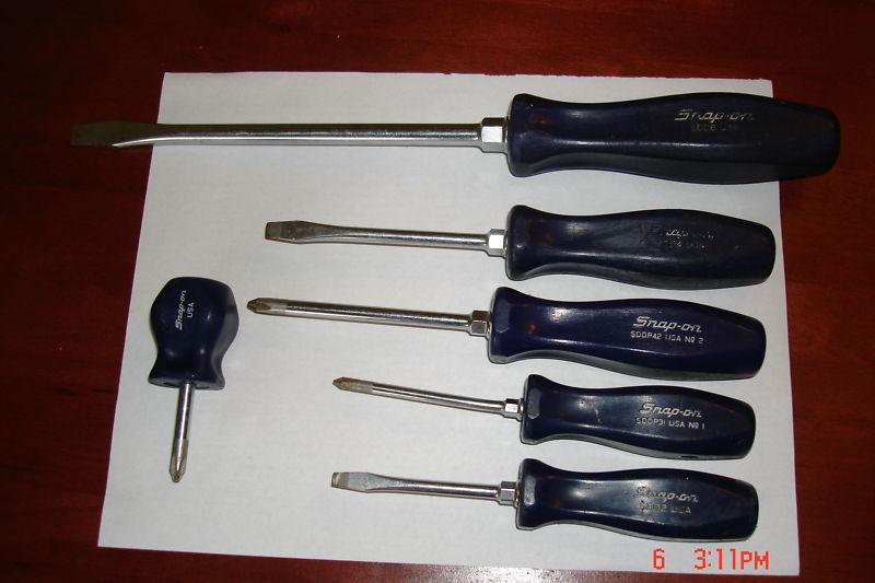 Snap-on 6 pc scredriver collection~ flat head and phillips ends