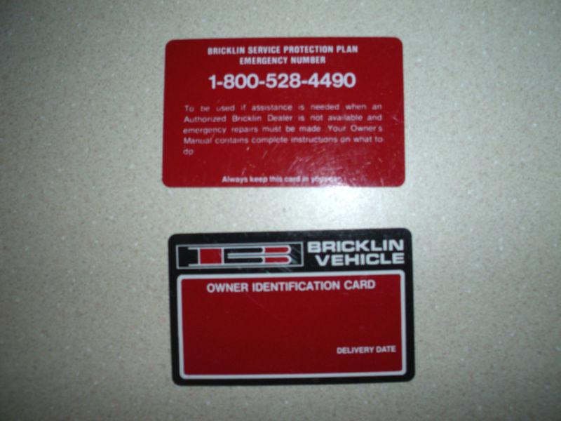 Nos bricklin owner identification card