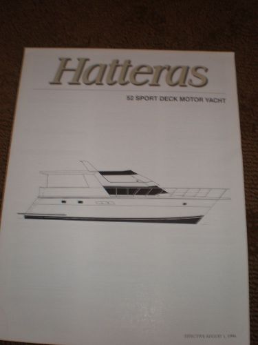 1996 hatteras 52 sport deck motor yacht marketing / specifications brochure
