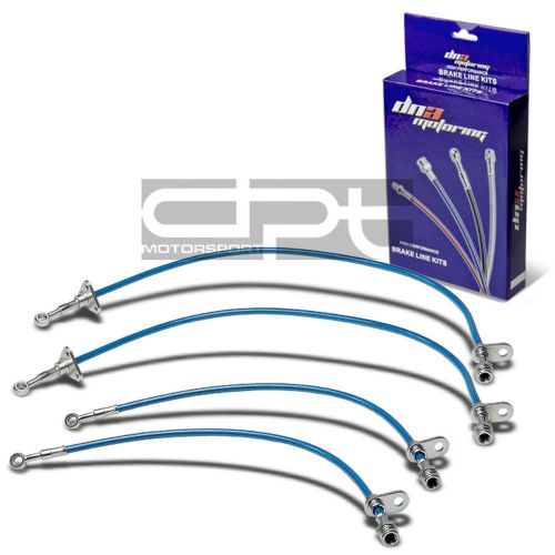4-pcs stainless steel hose brake line for 92-96 honda prelude bb2 ba8 bb1 blue
