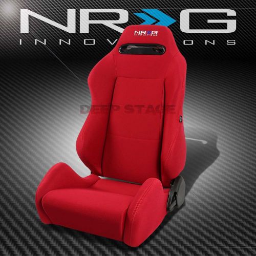 Nrg type-r red reclinable sports style racing seats+mounting slider driver side