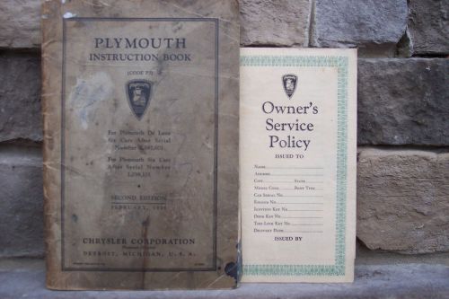 Original 1935 plymouth owner manual instruction book pj + owner&#039;s service policy