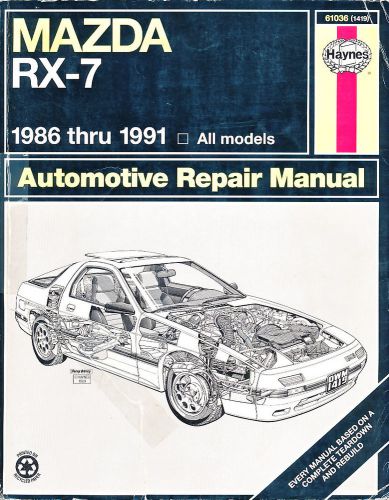 Mazda rx-7 haynes repair manual 1986-1991