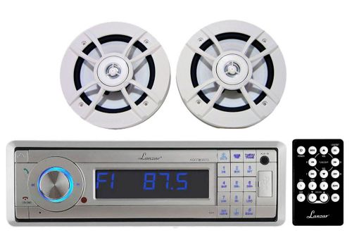 Aqmp70bts bluetooth cd usb aux marine radio, kenwood marine white 6.5&#034; speakers