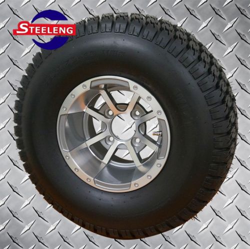 Golf cart 10x7 gunmetal storm trooper wheels and 22x9.5-10 turf/street tires(4)