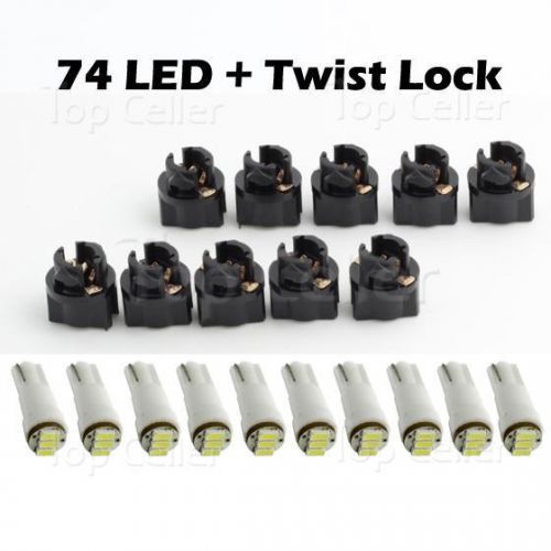10x74 twist socket t5 37 3014 smd led instrument panel cluster light white
