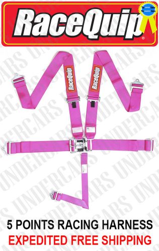 Racequip # 711081 pink race car seat belts 5-pt safety harness imca nhra