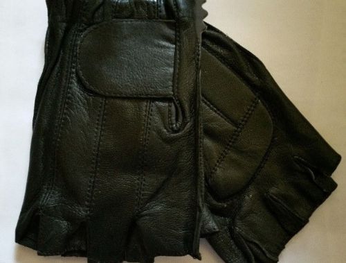 New leather fingerless riding gloves padded motorcycle biking fitness