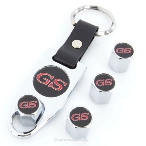 Buick grand sport chrome tire valve caps + key chain