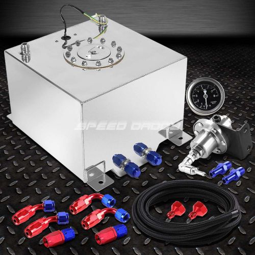 5 gallon aluminum fuel cell tank+cap+feed line kit+1:1 pressure regulator silver