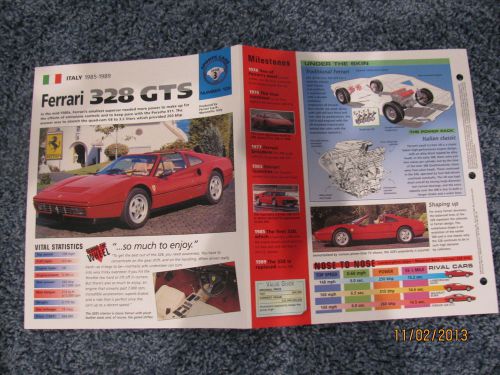★★ ferrari 328 gts collector brochure specs info 1985/1986/1987/1988/1989 ★★