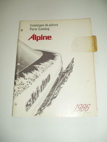 Skidoo 1986 alpine parts catalog  manual