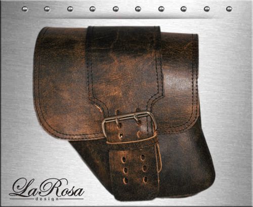 1996-2016 larosa rustic brown leather big strap harley dyna glide left saddlebag