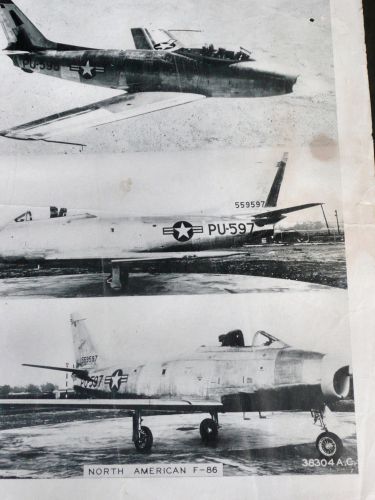 Sabrejet north american f-86 swept wing jet fighter vintage print