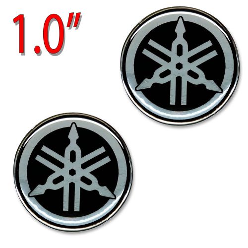 1.0"x2pc. yamaha motor bike clear resin on reflective metallic sticker decal