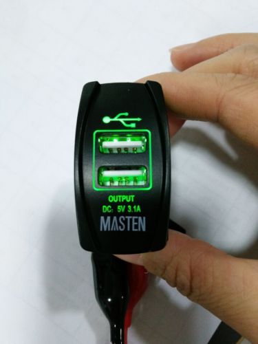 !dual red-lit 5v 3.1a usb charger dash-mount rocker switch for cars boats trucks