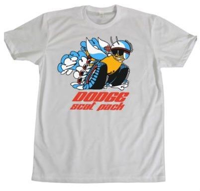 Dodge scat pack tee race shirt with free 3" scat pack decal gear headz products