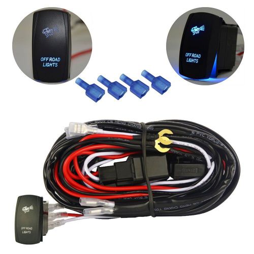 Wiring harness blue off road lights laser rocker switch on-off relay fuse truck