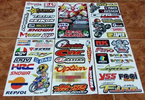 Motocross racing sport supercross car bike atv helmet stickers 6 sheets