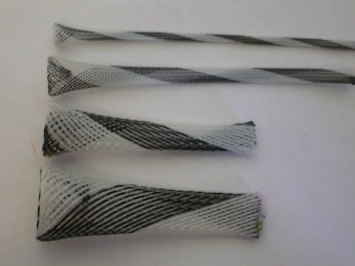 3/8 braided expandable sleeving bk/wh  techflex 25ft