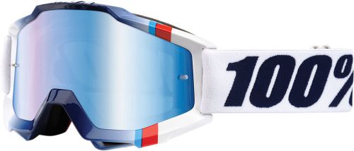 100% motorcycle riding goggle accuri white crystal mirror blue lens 50210-120-02