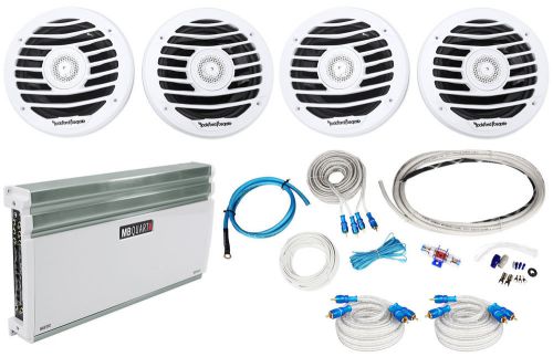 4) rockford fosgate pm2652x 6.5" marine speakers+mb quart 6-ch amplifier+amp kit