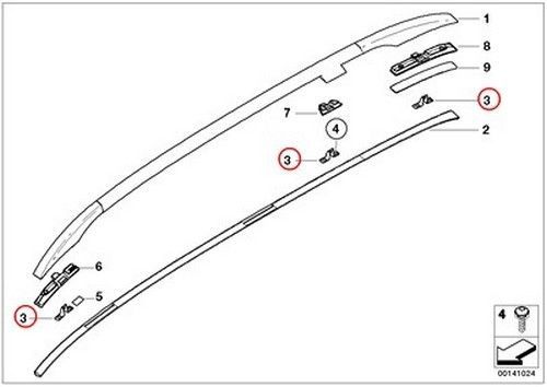 Bmw genuine roof moulding roof rail roof railing adapter e46 51138208785