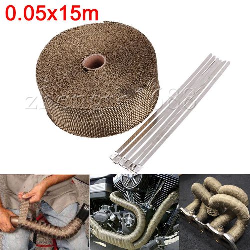 5cmx 59ft  roll titanium shield exhaust header glassfiber car heat wrap tape
