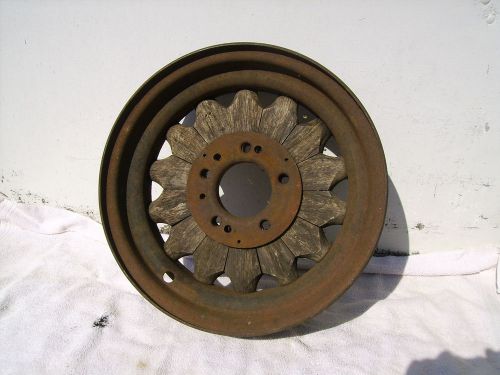 Vintage 16 1/2 inch car metal steel rim wheel 14 wood wooden spokes