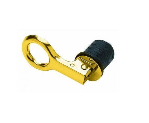 Seachoice 18821 marine boat 1" snap lock type brass drain plug w/ neoprene seal