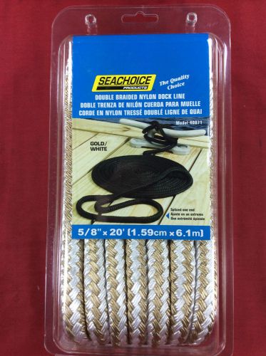 Dock line double braided nylon 5/8" x 20' gold &amp; white seachoice 40071