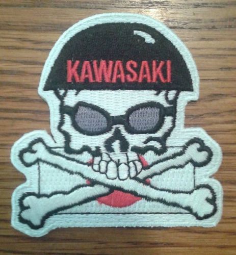 Kawasaki motorcycle skull and crossbones patch. 3 inch. new