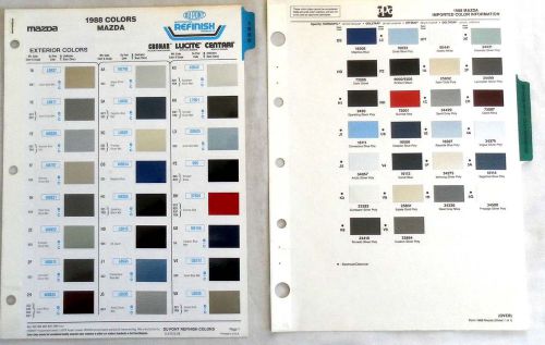 1988  mazda dupont and ppg  color paint chip chart all models